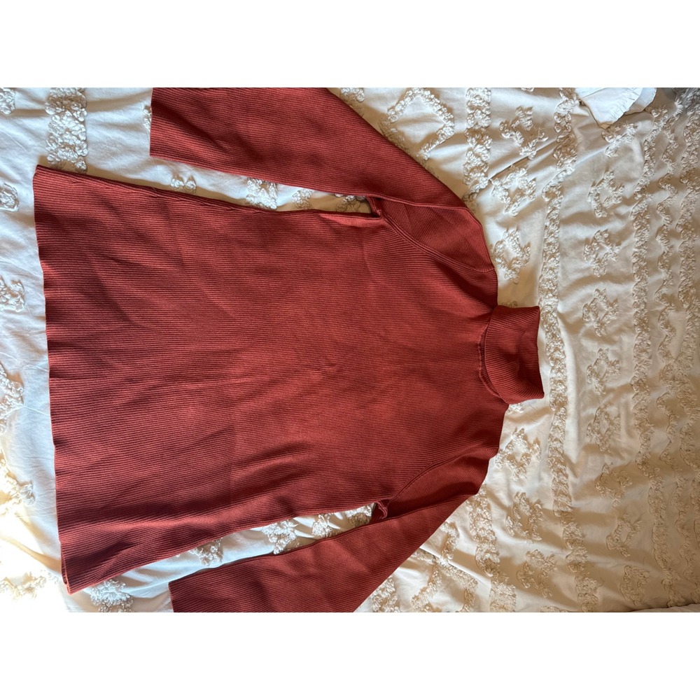 Coldwater Creek Womens PXL Rust Orange Ribbed Knit Turtleneck Sweater